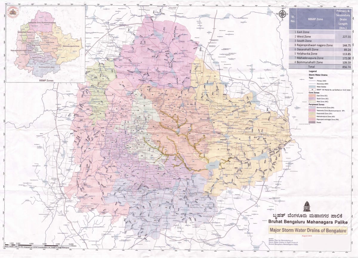 מפה של BBMP rajakaluve